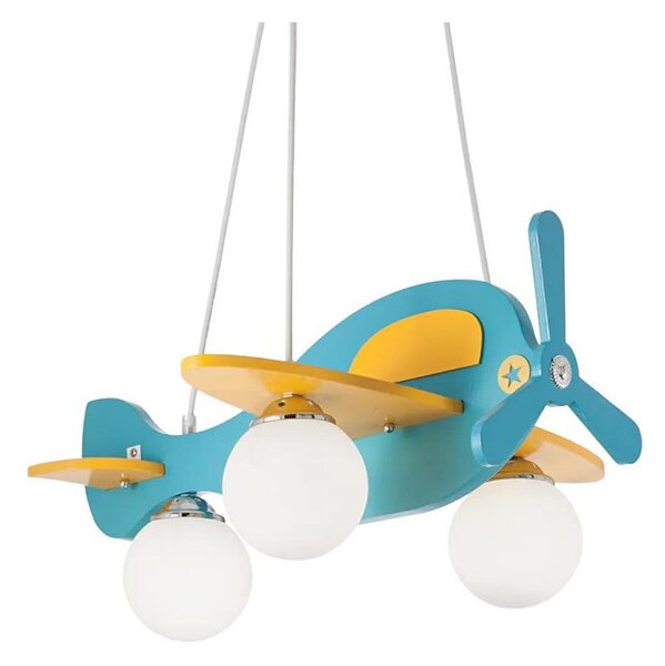 Ideal Lux - Детски висящ полилей AVION на кабел, 3xE14/28W/230V, син