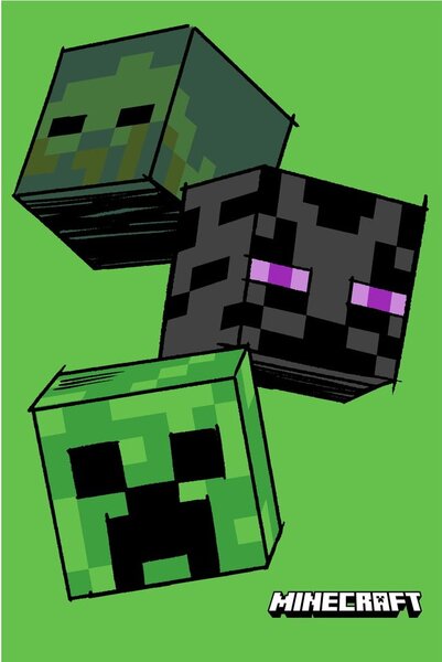 Зелено детско одеяло от флийс 100x150 cm Minecraft "The Mobs" – Jerry Fabrics