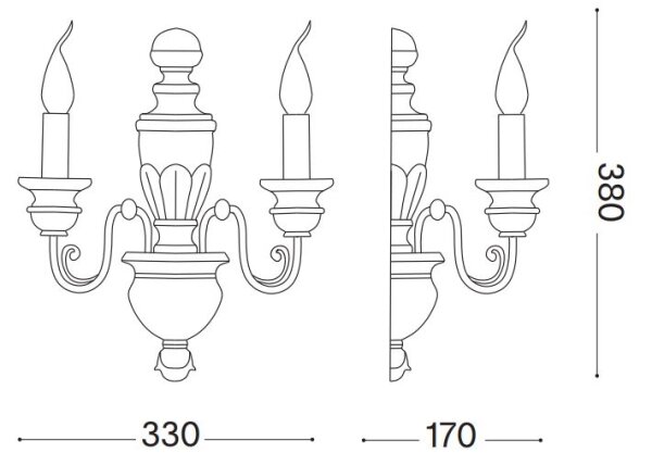Ideal Lux - Аплик FIRENZE 2xE14/40W/230V бял/златист