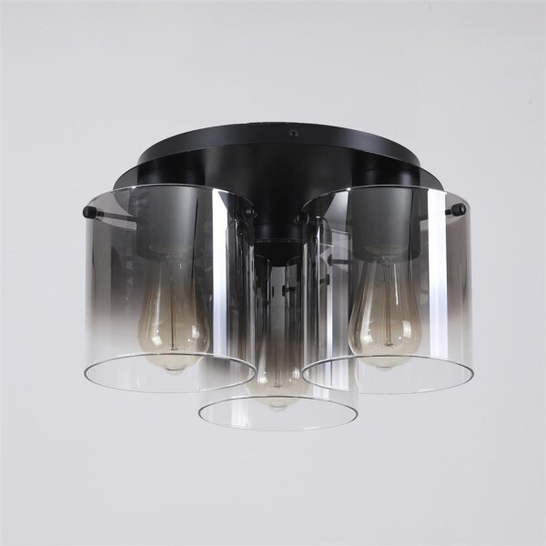 Searchlight 88911-3BK - Плафон SWEDEN 3xE27/60W/230V Ø39 см черен/опушен