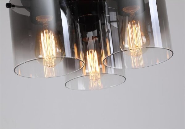 Searchlight 88911-3BK - Плафон SWEDEN 3xE27/60W/230V Ø39 см черен/опушен