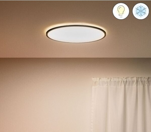 WiZ - LED Димируем плафон SUPERSLIM LED/22W/230V черен Wi-Fi