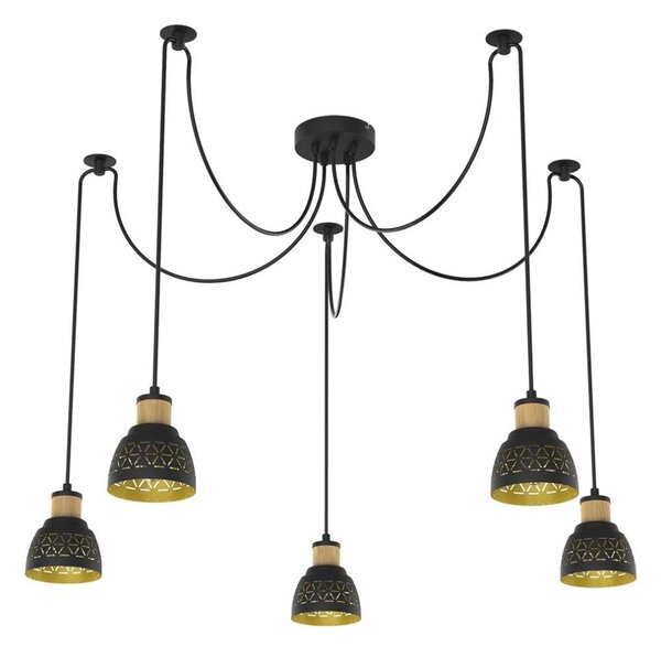 Prezent 27525 - Пендел MESCALA 5xE14/40W/230V паяк черен