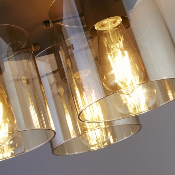 Searchlight 88911-3MO - Таванно осветително тяло SWEDEN 3xE27/60W/230V Ø 39 см кафяв/опушен