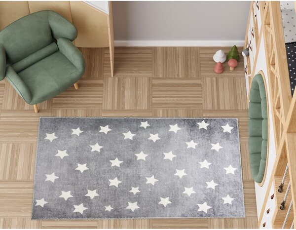 Сив детски килим подходящ за пране 80x120 cm Shining Stars – Vitaus