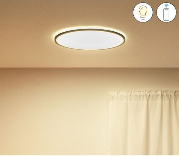 WiZ - LED Димируем плафон SUPERSLIM LED/22W/230V черен Wi-Fi