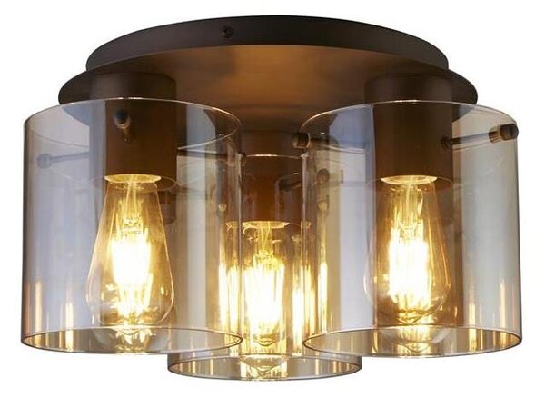 Searchlight 88911-3MO - Таванно осветително тяло SWEDEN 3xE27/60W/230V Ø 39 см кафяв/опушен