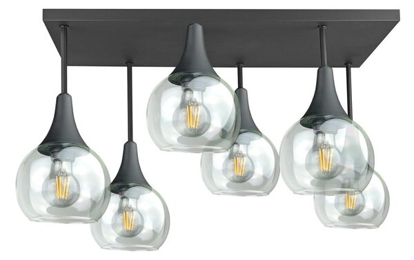 Полилей за повърхностен монтаж SOMA 6xE27/60W/230V черен/прозрачен