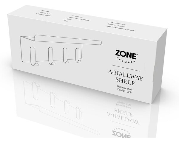 Светлосива стоманена стенна закачалка с рафт 11,5 cm A-Hallway – Zone