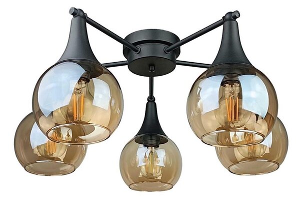 Полилей за повърхностен монтаж STAR 5xE27/60W/230V черен/опушен бежов