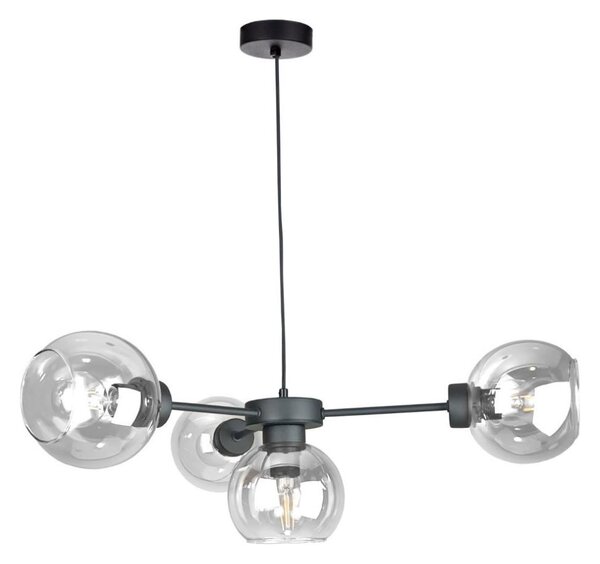 Пендел KALIOPE 4xE27/60W/230V черен/прозрачен