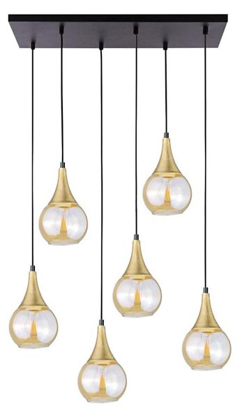 Пендел LACRIMA HONEY 6xE27/60W/230V черен/златист/опушен бежов