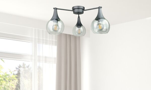 Полилей за повърхностен монтаж STAR 3xE27/60W/230V черен/прозрачен