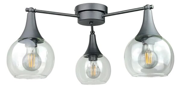 Полилей за повърхностен монтаж STAR 3xE27/60W/230V черен/прозрачен