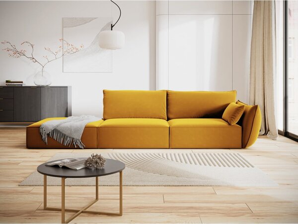 Кадифен диван в цвят горчица десен ъгъл 264 cm Vanda – Mazzini Sofas