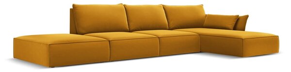 Кадифен ъглов диван в цвят горчица (десен ъгъл) Vanda – Mazzini Sofas