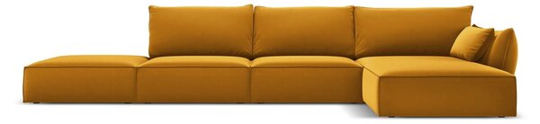 Кадифен ъглов диван в цвят горчица (десен ъгъл) Vanda – Mazzini Sofas