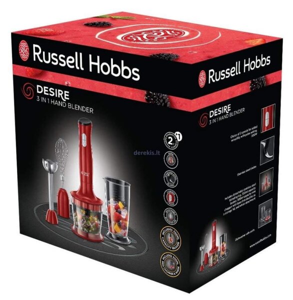 Пасатор, чопър и миксер Russell Hobbs Desire 24700-56, 500W, 2 скорости, Червен