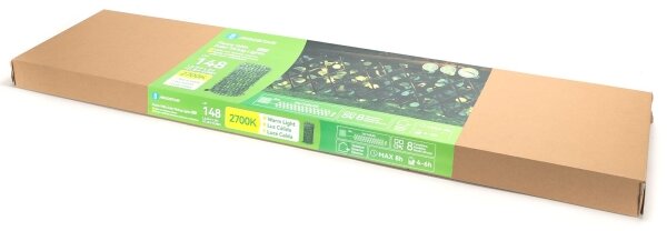 Aigostar - LED соларен гирлянд 148xLED/2x1,2m IP65 топла бяла евкалипт