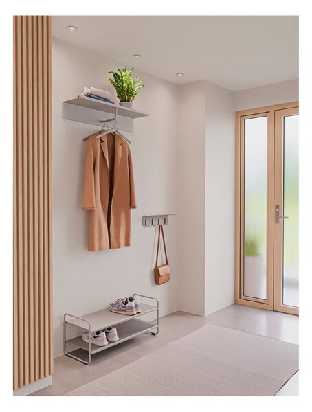 Светлосива стоманена стенна закачалка с рафт 21,5 cm A-Coat – Zone