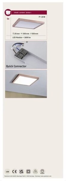 Paulmann 70941 - LED/20W Панел за повърхностен монтаж ATRIA 230V 4000K 30x30 см розовозлатист