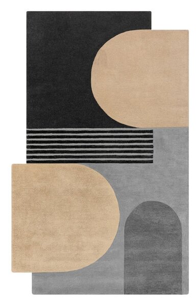 Черно-сив ръчно изработен вълнен килим 120x180 cm Lozenge Monochrome – Flair Rugs
