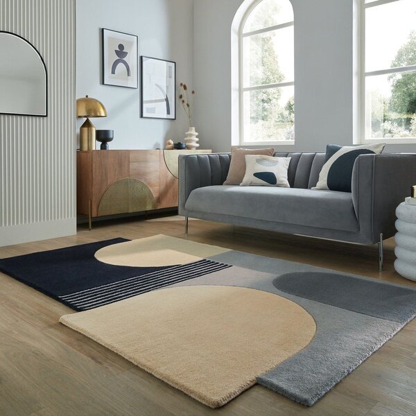 Черно-сив ръчно изработен вълнен килим 120x180 cm Lozenge Monochrome – Flair Rugs