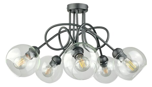 Полилей за повърхностен монтаж EVIE 5xE27/60W/230V антрацит/прозрачен