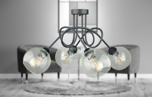 Полилей за повърхностен монтаж EVIE 4xE27/60W/230V антрацит/прозрачен