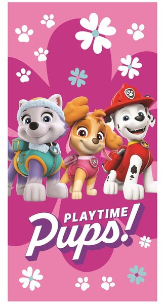 Розова памучна детска кърпа 70x140 cm Paw Patrol – Jerry Fabrics