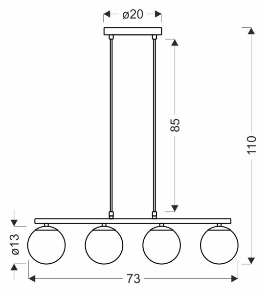 Пендел CARRINE 4xE14/40W/230V кафяв