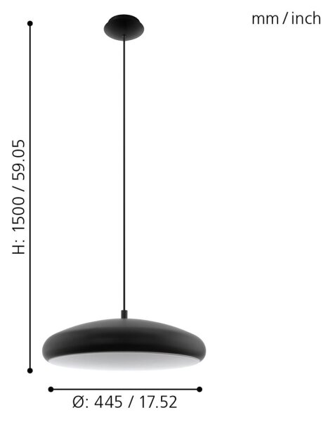 Eglo 33328 - LED RGBW Димируем пендел RIODEVA-C LED/27W/230V черен