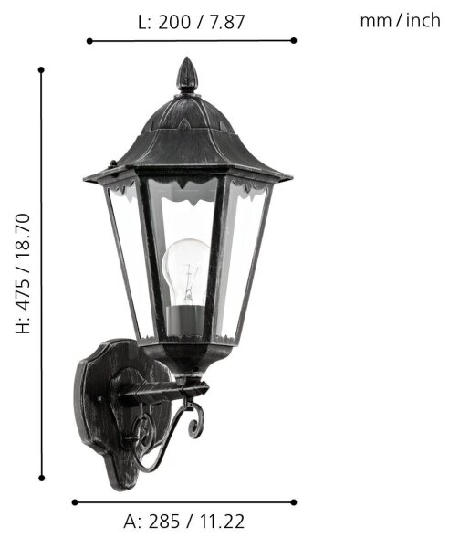 Eglo 79267 - Екстериорен аплик NAVEDO 1xE27/60W/230V IP44