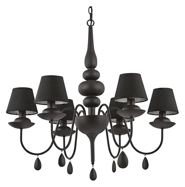 Ideal Lux - Пендел BLANCHE 6xE14/4W/230V Ø 75 см черен