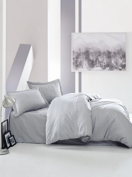 Сиво двойно удължено спално бельо от памучен сатен 240x220 cm Elegant – Mijolnir
