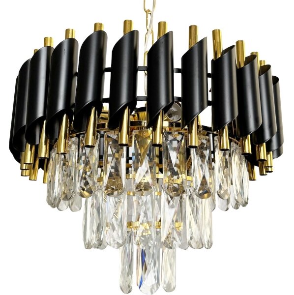 Пендел CRISTAL 5xE14/40W/230V златист/черен