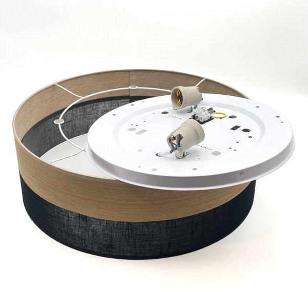 Плафон SIRJA WOOD 2xE27/15W/230V Ø 45 см черен/дъб