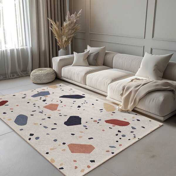 Кремава пътека подходяща за пране 60x230 cm Cracked Terrazzo – Mila Home