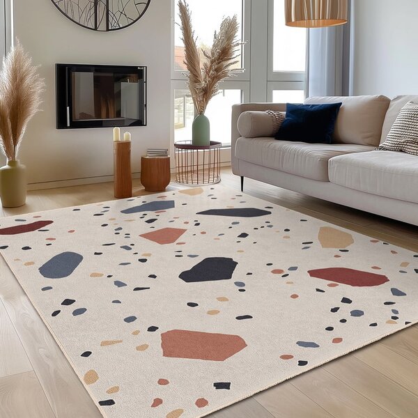 Кремава пътека подходяща за пране 60x230 cm Cracked Terrazzo – Mila Home