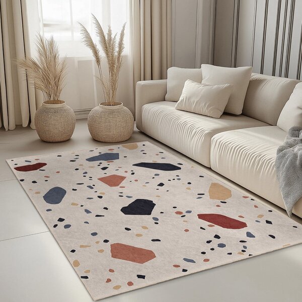 Кремава пътека подходяща за пране 60x230 cm Cracked Terrazzo – Mila Home