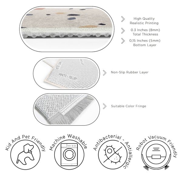 Кремава пътека подходяща за пране 60x230 cm Cracked Terrazzo – Mila Home