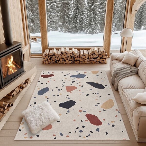 Кремава пътека подходяща за пране 60x230 cm Cracked Terrazzo – Mila Home