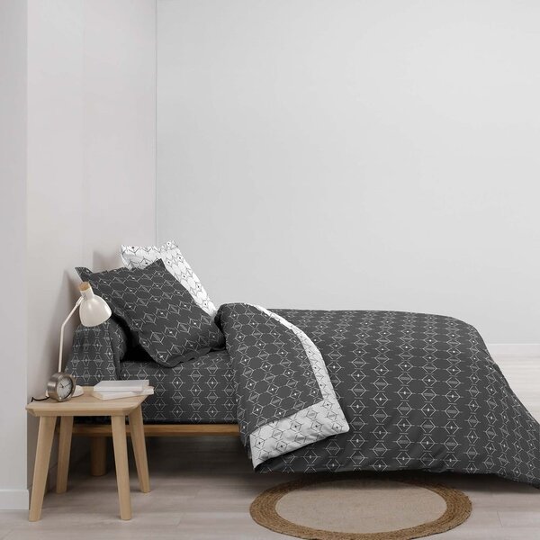 Бяла/тъмносива двойна удължена памучна олекотена завивка 240x220 cm Aristide – douceur d'intérieur