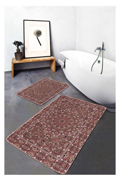 Кафяви кадифени килими за баня в комплект от 2 бр. 60x100 cm – Mila Home