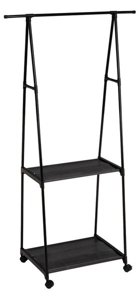 Черна метална стойка за дрехи на колелца 84x43x156 cm – Casa Selección