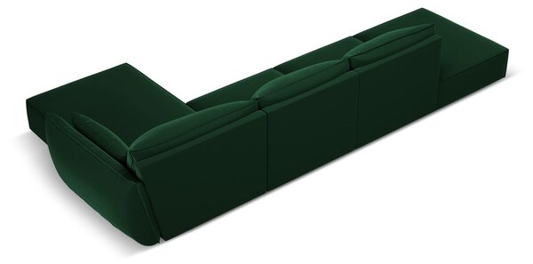 Тъмнозелен кадифен ъглов диван (десен ъгъл) Vanda – Mazzini Sofas
