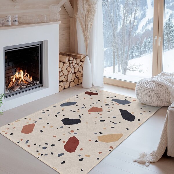 Кремава пътека подходяща за пране 60x230 cm Cracked Terrazzo – Mila Home