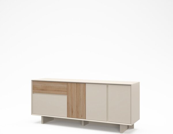 Скрин от дъбов декор В бежов и естествен цвят 180x76x45 cm Carpi – Marckeric