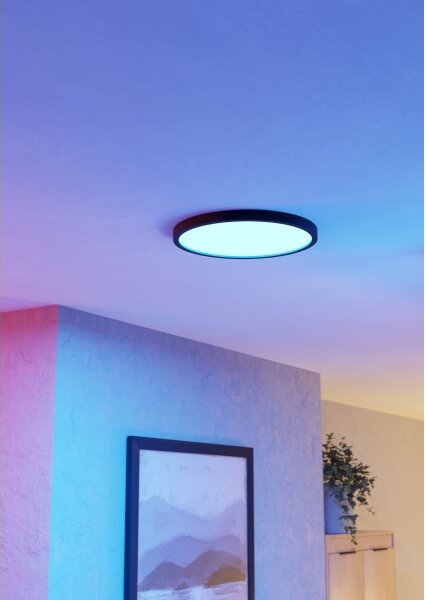 Eglo 901725 -LED RGBW димируемо таванно осветително тяло за баня FUEVA-Z LED/17,5W/230V 38,9cm IP44 черно