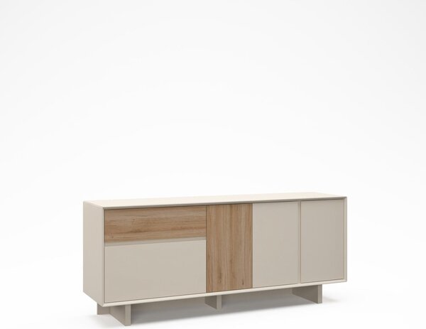 Скрин от дъбов декор В бежов и естествен цвят 180x76x45 cm Carpi – Marckeric